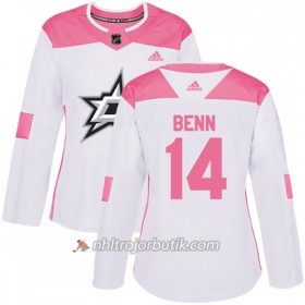 Dame Ishockey Dallas Stars Tröja Jamie Benn 14 Adidas 2017-2018 Vit Rosa Fashion Authentic
